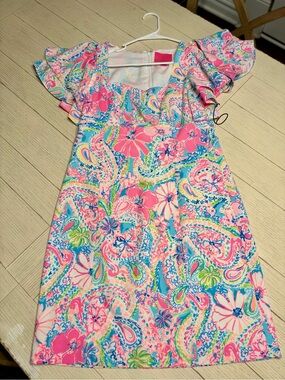 Lilly Pulitzer Pink Multi Floral Paisley Flutter-Sleeve Dress